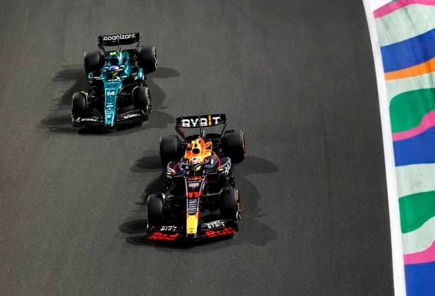 11 Sergio Perez MEX, Oracle Red Bull Racing , 14 Fernando Alonso ESP, Aston Martin Aramco Cognizant F1 Team , F1 Grand Prix of Saudi Arabia at Jeddah Corniche Circuit on March 19, 2023 in Jeddah, Saudi Arabia Photo by HOCH ZWEI Jeddah Saudi Arabia