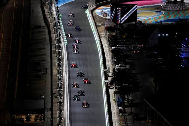 11 Sergio Perez MEX, Oracle Red Bull Racing , 14 Fernando Alonso ESP, Aston Martin Aramco Cognizant F1 Team , 63 George Russell GBR, Mercedes AMG Petronas F1 Team , 1 Max Verstappen NLD, Oracle Red Bull Racing , 55 Carlos Sainz ESP, Scuderia Ferrari , F1 Grand Prix of Saudi Arabia at Jeddah Corniche Circuit on March 19, 2023 in Jeddah, Saudi Arabia Photo by HOCH ZWEI Jeddah Saudi Arabia