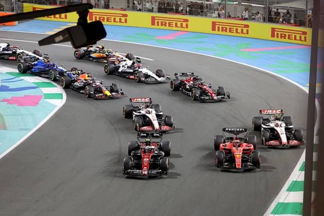 Formula 1 Saudi Arabia Grand Prix 19 03 2023, Jeddah Corniche Circuit, Jeddah, Formula 1 Saudi Arabia Grand Prix ,in picture Guanyu Zhou CHN , Alfa Romeo F1 Team Stake, Charles Leclerc MCO , Scuderia Ferrari, Nico Hülkenberg DEU , Moneygram Haas F1 Team, Kevin Magnussen DNK , Moneygram Haas F1 Team, Max Verstappen NLD , Oracle Red Bull Racing, Valtteri Bottas FIN , Alfa Romeo F1 Team Stake nordphotoxGmbHx xBratic nph00250