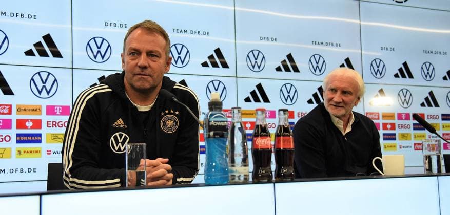 20 03 2023 Frankfurt am Main, DFB Campus DFB A Mens National Team Press Conference National Coach Hansi Flick DFB Sports Director Rudi Völler,
