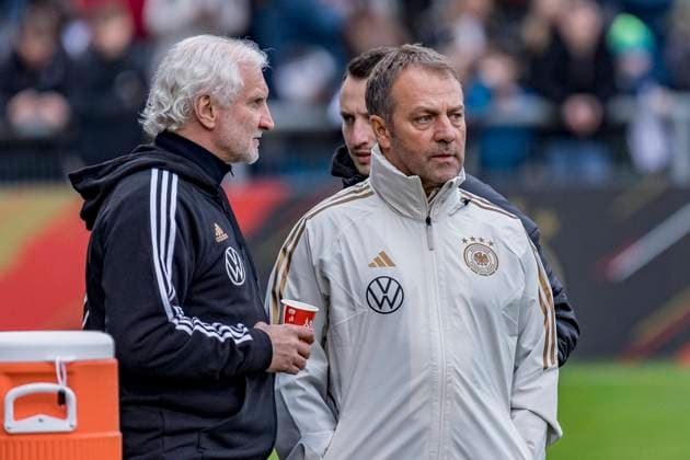 Public Training, German National Football Team, Stadion am Brentanobad, Frankfurt, 20 03 2023 Rudi Völler Director German National Football Team Hansi Flick Coach German National Football Team , Public Training DFB National Football Team, Frankfurt, DFB Campus, 20 3 2023 Copyright: xBEAUTIFULxSPORTS Gawlikx
