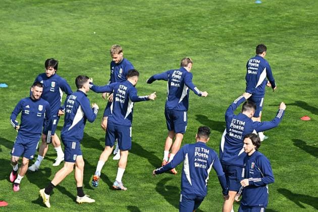 Fußball, Nationalteam Italien Training March 22, 2023, Florence, Italy: Italy™s players during a training session at Coverciano Center in Florence, Italy, 22 March 2023.ANSA CLAUDIO GIOVANNINI Florence Italy - ZUMAa110 20230322_zaf_a110_012 Copyright: xClaudioxGiovanninix