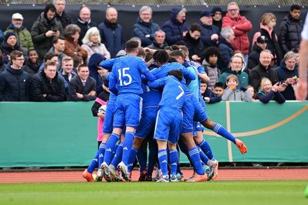 Soccer I U 19 Juniors I Season 2022 2023 I European Championship Qualification I Germany U 19 Italy U 19 I 22 03 2023 jubilation, enthusiasm, euphoria, joy, happiness, cheerfulness at Niccolo Pisilli 19, Italy U 19 and his Italy U 19 team Bremen Weserstadion Platz 11 Bremen Germany Copyright: xLobeca FelixxSchlikisx