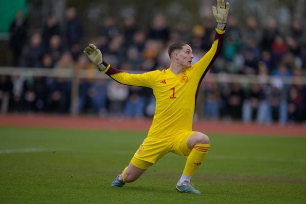GER, EMQ U19, Germany GER vs Italy ITA 22 03 2023, Platz 11, Bremen, GER, EMQ U19, Germany GER vs Italy ITA in picture Frank Feller 1 FC Heidenheim U19 GER 02 looks after the ball which GOES into the GOAL nordphotoxGmbHxx xKokenge nph00001