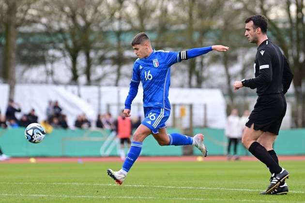 Soccer I U 19 Juniors I Season 2022 2023 I European Championship Qualification I Germany U 19 Italy U 19 I 22 03 2023 Shot Giacomo Faticanti 16, Italy U 19 Bremen Weserstadion Square 11 Bremen Germany Copyright: xLobeca FelixxSchlikisx