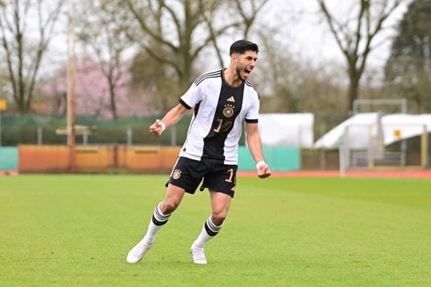 Soccer I U 19 Juniors I Season 2022 2023 I European Championship Qualification I Germany U 19 Italy U 19 I 22 03 2023 jubilation, enthusiasm, enthusiasm, euphoria, joy, happiness, cheerfulness at Muhammed Damar 10, Germany U 19 Bremen Weserstadion Place 11 Bremen Germany Copyright: xLobeca FelixxSchlikisx