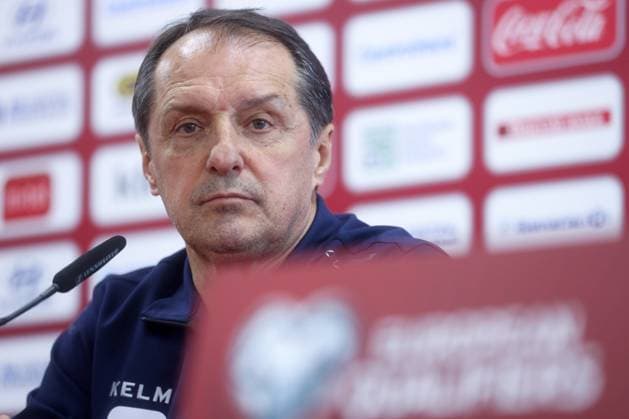 Bosnia and Herzegovina press conference, PK, Pressekonferenz Head Coach of Bosnia and Herzegovina Faruk Hadzibegic speaks on a press conference at Bilino Polje Stadium ahead of the EURO 2024 qualification match between Bosna and Hercegovina and Iceland, in Zenica, Bosnia and Hercegovina, on March 22, 2023. ArminxDurgut PIXSELL