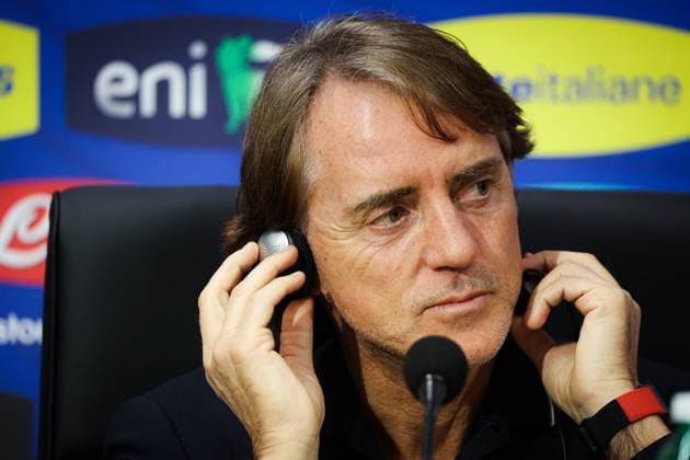 Foto Alessandro Garofalo LaPresse 22 marzo 2023 Napoli, calcio Italia vs Inghilterra - qualificazione campionato europeo 2024 - stadio Diego Armando Maradona conferenza stampa Italia Nella foto: il CT Roberto Mancini March 22, 2023 Napoli, soccer sport Italy vs England - European Championship, EM, Europameisterschaft qualification 2024 - Diego Armando Maradona stadium Italy press conference, PK, Pressekonferenz In the picture: CT Roberto Mancini  Copyright: xAlessandroxGarofalo LaPressex