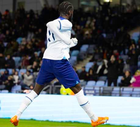 Manchester, England, March 22nd 2023: Sam Iling-Junior (11 England) celebrates after scoring his team s first goal during the International Friendly, Länderspiel, Nationalmannschaft football match between England and Germany at the City Football Academy Stadium in Manchester, England. (James Whitehead SPP) Copyright: xJamesxWhiteheadx xSPPx spp-en-JaWhSp-eu20vgu200078
