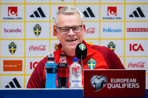 230323 Head coach Janne Andersson of the Swedish national football team leave a press conference on March 23, 2023 in Stockholm Photo Jonathan Näckstrand BILDBYRAN COP 94 JN0107 football football soccer fotball em kval kval kval uefa euro qualifier qualifier press conference press conference mixed zone sweden sweden sweden a bbeng,  Copyright: JONATHANxNÄCKSTRAND BB230323JN035