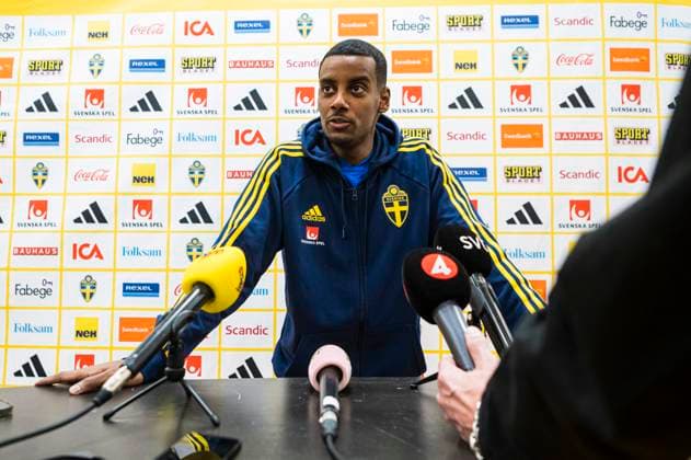 230323 Alexander Isak of the Swedish national football team, during a mixed zone on March 23, 2023 in Stockholm Photo Jonathan Näckstrand BILDBYRAN COP 94 JN0107 football football soccer fotball em kval kval uefa euro qualifier qualifier press conference press conference mixed zone sweden sweden sweden a bbeng,  Copyright: JONATHANxNÄCKSTRAND BB230323JN098