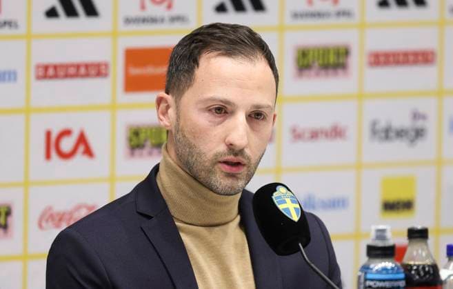 SOLNA 20230323 Belgiums national team coach Domenico Tedesco during a press conference in Friends Arena, ahead of the European Championship qualifier against Sweden on March 24, 2023 Solna Sweden FOOTBALL x62260x,  Copyright: xNilsxPetterxNilsson TTx EM-KVAL BELGIEN PRESSTRÄFF