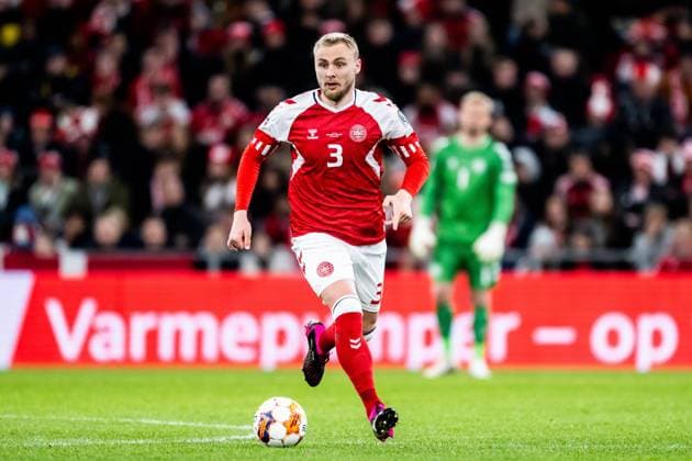 230323 Victor Nelsson of Denmark during the UEFA Euro Qualifier football match between Denmark and Finland on March 23, 2023 in Copenhagen Photo Petter Arvidson BILDBYRAN code PA PA0544 football football soccer fotball em kval kval uefa euro qualifier qualifier denmark denmark finland bbeng,  Copyright: PETTERxARVIDSON BB230323PA213