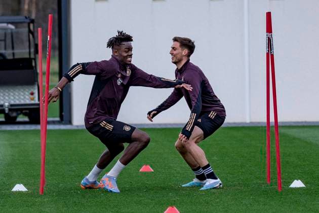 Training German U21 National Football Team, DFB Campus, Frankfurt, 23 03 2023 Yann Aurel Bisseck German U21 National Football Team Kilian Fischer German U21 National Football Team , Training DFB U21, Frankfurt, DFB Campus, 23 3 2023 Copyright: xBEAUTIFULxSPORTS Gawlikx