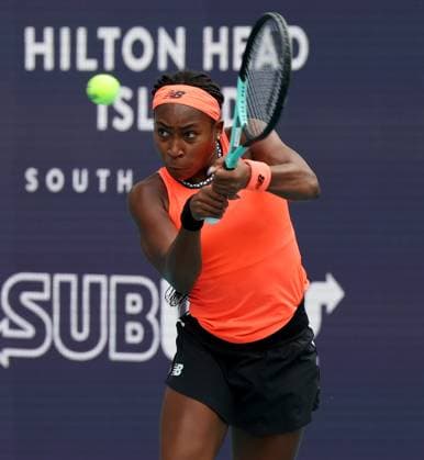 March 23, 2023, Miami Gardens, Florida, United States Of America: MIAMI GARDENS, FLORIDA - MARCH 23: Coco Gauff of the United States defeats Rebecca Marino of Canada during the Miami Open held at Hard Rock Stadium on March 23, 2023 in Miami Gardens, Florida....People: Coco Gauff Miami Gardens United States Of America - ZUMAs214 20230323_zda_s214_011 Copyright: xSMGx