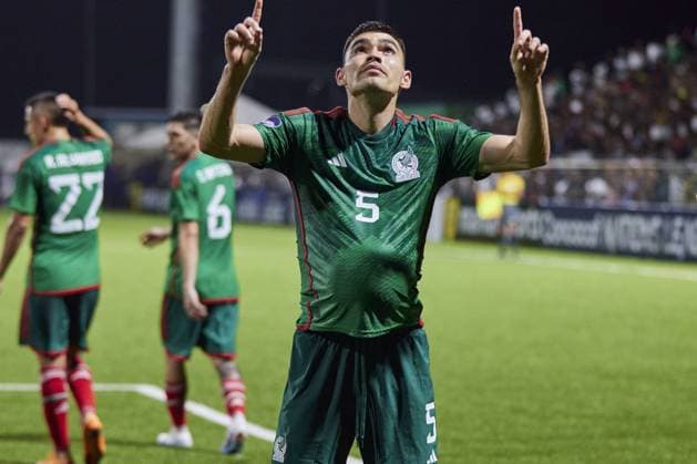 Sport Bilder des Tages RECORD DATE NOT STATED Johan Vasquez celebrates his goal 0-1 of Mexico during the game Surinam vs Mexico national team, Nationalteam (Mexican National Team), corresponding to Group A of League A of the CONCACAF Nations League 2022-2023, at Dr. Ir. Franklin Essed Stadium, on March 23, 2023. <br><br> Johan Vasquez celebra su gol 0-1 de Mexico durante el partido Surinam vs Mexico (Seleccion Nacional Mexicana), correspondiente al Grupo A de la Liga A de la Liga de Naciones CONCACAF 2022-2023, en el Estadio Dr. Ir. Franklin Essed, el 23 de Marzo de 2023. CONCACAF NATIONS LEAGUE 2022-2023 Surinam vs Mexico 