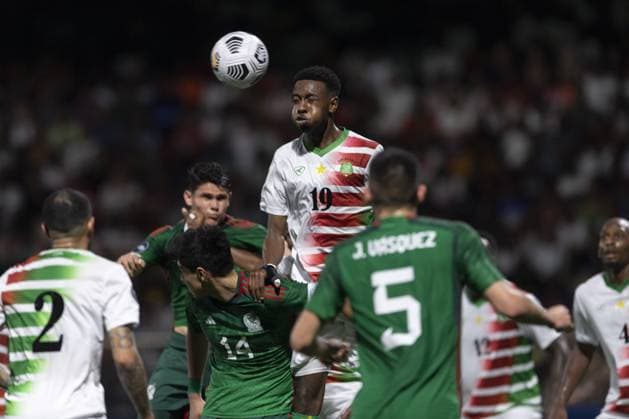 RECORD DATE NOT STATED Shaquille Pinas of Surinam during the game Surinam vs Mexico national team, Nationalteam (Mexican National Team), corresponding to Group A of League A of the CONCACAF Nations League 2022-2023, at Dr. Ir. Franklin Essed Stadium, on March 23, 2023. <br><br> Shaquille Pinas de Surinam durante el partido Surinam vs Mexico (Seleccion Nacional Mexicana), correspondiente al Grupo A de la Liga A de la Liga de Naciones CONCACAF 2022-2023, en el Estadio Dr. Ir. Franklin Essed, el 23 de Marzo de 2023. CONCACAF NATIONS LEAGUE 2022-2023 Surinam vs Mexico 