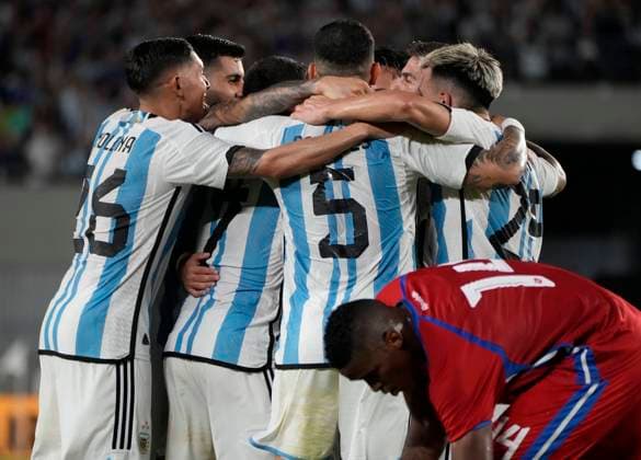 Argentinian celebration 2 0 Argentina vs Panama Friendly match and celebration of the FIFA World Cup Qatar 2022 March 23rd, 2023 Mas Monumental Stadium, Buenos Aires Photo Javier Garcia Martino Photogamma