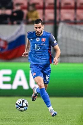 TRNAVA, SLOVAKIA - MARCH 23: David Hancko of Slovakia during the UEFA EURO, EM, Europameisterschaft,Fussball 2024 qualifying round group J match between Slovakia and Luxembourg at Stadion Antona Malatinskeho on March 23, 2023 in Trnava, Sl Slovakia v Luxembourg: Group J - UEFA EURO 2024 Qualifying Round Copyright: xSebastianxFrejx