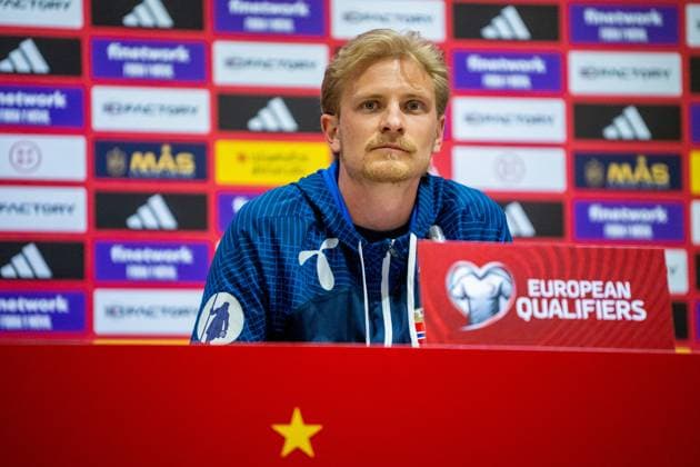 230324 Morten Thorsby of the Norwegian national football team during a press conference on March 24, 2023 in Malaga Photo Vegard Grott BILDBYRAN code VG VG0425 bbeng fotball football soccer fotboll uefa euro 2024 em qualification em kvalik press conference press conference norge norway,  Copyright: VEGARDxGRoTT BB230324VG065