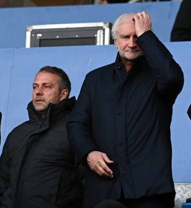 German national coach Hansi Flick and DFB manager Rudi Völler re photographed at the soccer DFB U 21 test match Germany Japan on 24 03 23 in Frankfurt DFL DFB REGULATES PROHIBIT ANY USE OF PHOTOGRAPHS as IMAGE SEQUENCES and or QUASI VIDEO