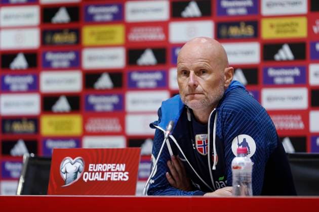 Rueda de prensa de Stale Solbakken y Morten Trhosby un dia antes del partido clasificatorio europeo entre Espana y Noruega. Stale Solbakken and Morten Trhosby attend press conference, PK, Pressekonferenz on the day before the UEFA EURO, EM, Europameisterschaft,Fussball 2024 qualifying match between Spain and Norway. FOTOxCHEMAxREY  ecommerceFotos eCommerce2-133904842