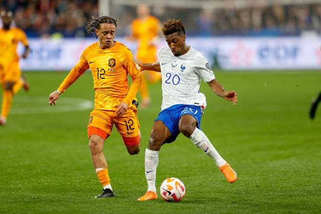 PARIS 24 03 2023, xabx EURO 2024 Qualifiers Group B France Netherlands v l , Xavi Simons Randal Netherlands , Kolo Muani FFF France , Duel, Action, Action, Battles for the Ball Copyright: AntonioxBorga