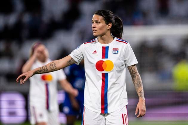 Lyon, France March 22 Dzsenifer Marozsan of Olympique Lyon gestures during the UEFA Women s Champions League quarter final 1st leg match between Olympique Lyonnais and Chelsea FC at Groupama Stadium on March 22, 2023 in Lyon, France Photo by Marcio Machado Lyon Groupama Stadium France  Copyright: x x2023xEurasiaxSportxImagesx
