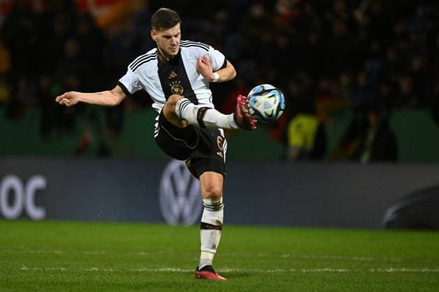 24 03 2023, xjhx, football U21 international match, Germany U21 Japan U21 emspor, v l Tom Krauss Krauss Germany U21 DFL DFB REGULATES PROHIBIT ANY USE OF PHOTOGRAPHS as IMAGE SEQUENCES and or QUASI VIDEO Frankfurt am Main