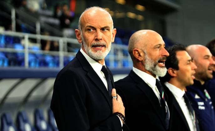 24.03.2023 Backa Topola Serbia-Italy U21, U 21 Under 21 International Friendly, Länderspiel, Nationalmannschaft men s football Paolo Nicolato(L) Italy head coach :