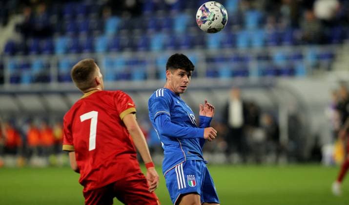 24.03.2023 Backa Topola Serbia-Italy U21, U 21 Under 21 International Friendly, Länderspiel, Nationalmannschaft men s football Bruno Zapelli (C) Italy :