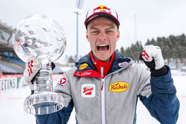 Bilder des Jahres 2023, Sport 03 März Sport Themen der Woche KW12 Sport Bilder des Tages NORDIC SKIING - FIS WC Lahti LAHTI,FINLAND,26.MAR.23 - NORDIC SKIING, NORDIC COMBINED- award ceremony for the Overall World Cup Men. Image shows Johannes Lamparter (AUT). Keywords: crystal globe.  GEPAxpictures xPatrickxSteiner