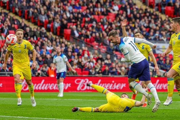 during the Euro 2024 Qualifier match between England and Ukraine at Wembley Stadium, London, England on 26 March 2023. Editorial use only , Copyright: xNigelxKeenex PSI-17124-0026