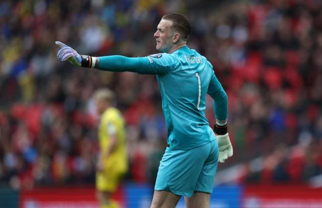Mandatory Credit: Photo by JASONPIX Shutterstock (13846421aw) Jordan Pickford of England England v Ukraine - European Championship, EM, Europameisterschaft QUALIFYING - GROUP C. Football, Wembley Stadium. UK. 26 MAR 2023 Editorial use only England v Ukraine - EUROPEAN CHAMPIONSHIP QUALIFYING - GROUP C. Football, Wembley Stadium. UK. 26 MAR 2023 Editorial use only  Copyright: xJASONPIX Shutterstockx 13846421aw