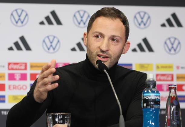 Sport Themen der Woche KW13 Sport Bilder des Tages Belgium s head coach Domenico Tedesco pictured during a press conference, PK, Pressekonferenz of Belgian national soccer team Red Devils, in Koln, germany, Monday 27 March 2023. The Red Devils are playing a friendly game tomorrow against Germany. BRUNOxFAHY  x63757894x