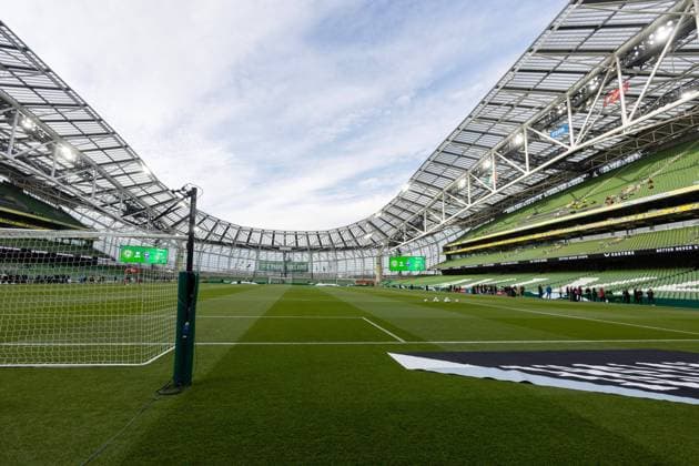 Mandatory Credit: Photo by Paul Greenwood Shutterstock (13847018a) A general view inside the Aviva stadium ahead of kick-off Republic of Ireland v France, UEFA European Championship, EM, Europameisterschaft 2024 Qualifying, Group B, Football, Aviva Stadium, Dublin, Ireland - 27 Mar 2023 EDITORIAL USE ONLY No use with unauthorised audio, video, data, fixture lists, club league logos or live services. Online in-match use limited to 120 images, no video emulation. No use in betting, games or single club league player publications. Republic of Ireland v France, UEFA European Championship 2024 Qualifying, Group B, Football, Aviva Stadium, Dublin, Ireland - 27 Mar 2023 EDITORIAL USE ONLY No use with unauthorised audio, video, data, fixture lists, club league logos or live services. Online in-match use limited to 120 images, no video emulation. No use in betting, games or single club league player publications.  Copyright: xPaulxGreenwood Shutterstockx 13847018a