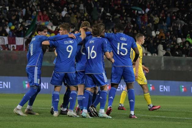 Stadio Oreste Granillo, Reggio Calabria Amichevole Italia-Ucraina Under 21 In foto: Festa gol Lovato Copyright: xAndreaxRositox DSC_9879
