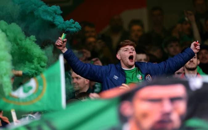 UEFA EURO, EM, Europameisterschaft,Fussball 2024 Qualifying Round Group B, Aviva Stadium, Dublin 27 3 2023 Republic of Ireland vs France An Ireland fan ahead of the game An Ireland fan ahead of the game 27 3 2023  Copyright: x INPHO JamesxCrombiex JFD11556