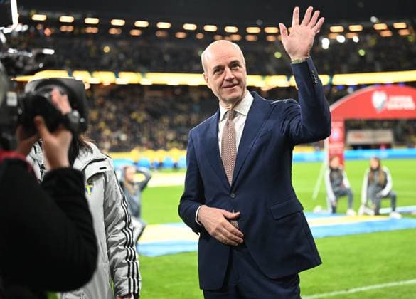 STOCKHOLM 20230327 Fredrik Reinfeldt, new chairman of the Swedish Football Association SvFF, before Mondays European Championship football qualifying match between Sweden and Azerbaijan at Friends Arena STOCKHOLM SWEDEN x10080x,  Copyright: xFredrikxSandberg TTx EM-KVAL SVERIGE-AZERBAJDZJAN