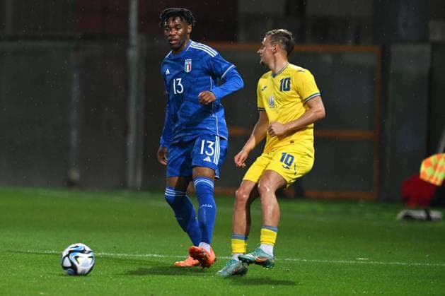 Foto Francesco Mazzitello LaPresse 27 Marzo 2023 Reggio Calabria - Italia, - calcio, Figc - Nazionale U21, U 21 amichevole Italia vs Ucraina - Nella foto: Destiny Udogie March 27, 2023 Reggio Calabria, Italy - sports, soccer - U21 national team, Nationalteam friendly match Italy vs Ukraine - In the pic: Destiny Udogie  Copyright: xFrancescoxMazzitello LaPressex