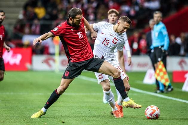 27.03.2023 Warszawa Pilka nozna Reprezentacja Polski Kwalifikacje UEFA EURO, EM, Europameisterschaft,Fussball 2024 Polska - Albania n z Sokol Cikalleshi, Przemyslaw Frankowski Foto Adam Starszynski PressFocus 27.03.2023 Warsaw Football Polish national team, Nationalteam UEFA EURO 2024 Qualifiers Poland - Albania Sokol Cikalleshi, Przemyslaw Frankowski Credit Adam Starszynski PressFocus NEWSPIX.PL --- Newspix.pl  20230327PF_AS024