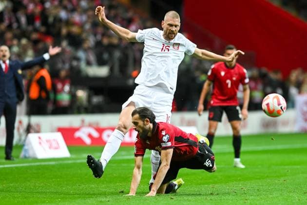 27.03.2023 WARSZAWA, STADION PGE NARODOWY IMIENIEM KAZMIERZA GORSKIEGO PILKA NOZNA (FOOTBALL) ELIMINACJE MISTRZOSTW EUROPY UEFA EURO, EM, Europameisterschaft,Fussball 2024 ( UEFA EURO 2024 QUALIFICATION ) MECZ ( GAME ) POLSKA - ALBANIA ( POLAND - ALBANIA ) NZ BARTOSZ SALAMON SOKOL CIKALLESHI FOTO MATEUSZ SLODKOWSKI CYFRASPORT NEWSPIX.PL --- Newspix.pl  20230327_CS_MS_038