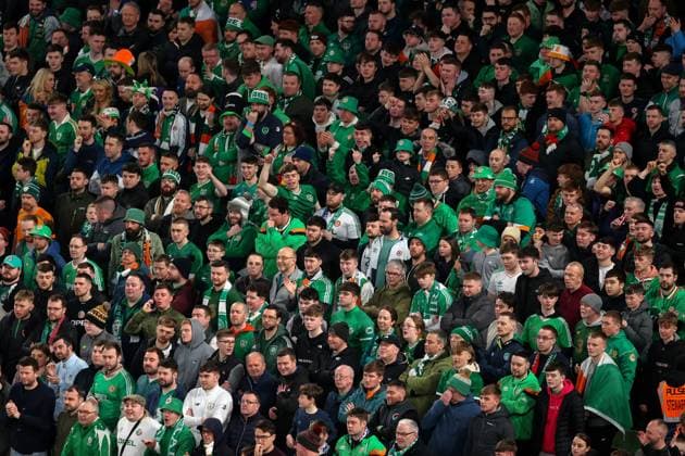 UEFA EURO, EM, Europameisterschaft,Fussball 2024 Qualifying Round Group B, Aviva Stadium, Dublin 27 3 2023 Republic of Ireland vs France Ireland fans Ireland fans 27 3 2023  Copyright: x INPHO BenxBradyx BB4_1146