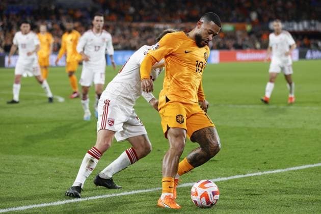 ROTTERDAM , 27-03-2023 , Stadion de Kuip , UEFA Qualification EURO 2024 , season 2022 2023 , match between Netherlands and Gibraltar , Netherlands player Memphis Depay Netherlands - Gibraltar  x20346495x Copyright: