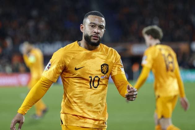 ROTTERDAM , 27-03-2023 , Stadion de Kuip , UEFA Qualification EURO 2024 , season 2022 2023 , match between Netherlands and Gibraltar , Netherlands player Memphis Depay Netherlands - Gibraltar  x20346505x Copyright: