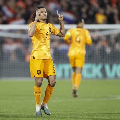 ROTTERDAM , 27-03-2023 , Stadion de Kuip , UEFA Qualification EURO 2024 , season 2022 2023 , match between Netherlands and Gibraltar , Netherlands player Nathan Ake celebrating his goal 2-0 Netherlands - Gibraltar  x20346579x Copyright: