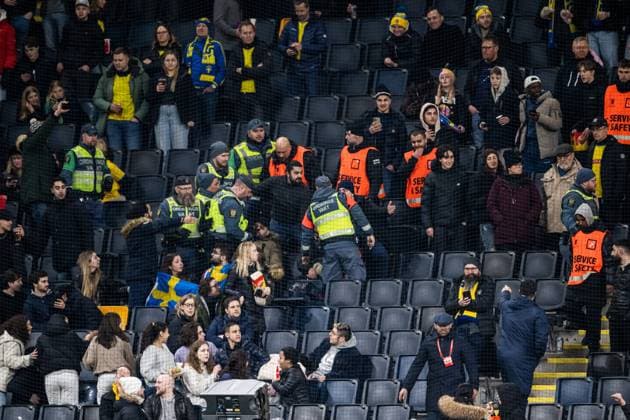 230327 Security guards in the stands during the UEFA Euro Qualifier football match between Sweden and Azerbaijan on March 27, 2023 in Stockholm. audience,  Copyright: JESPERxZERMAN BB230327JZ039