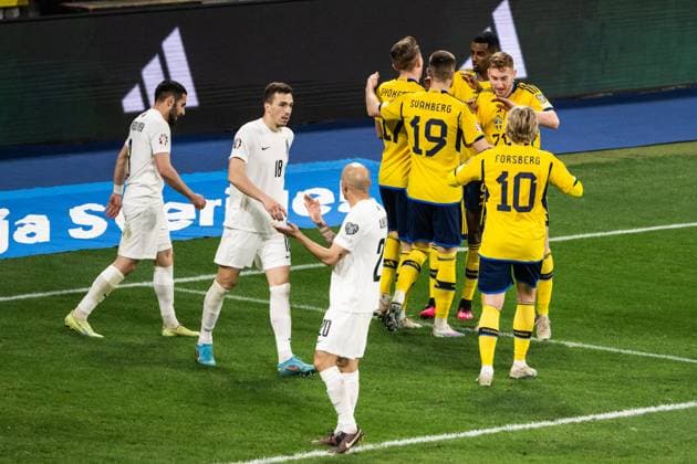 230327 Alexander Isak of Sweden celebrates after 2 0 during the UEFA Euro Qualifier football match between Sweden and Azerbaijan on March 27, 2023 in Stockholm Photo Emma Wallskog BILDBYRAN COP 320 JZ0347 bbeng football soccer fotbol fotball uefa euro qualifier landskamp emkvalik em kvaliking em kvalik sweden sweden a sweden azerbaijan jubel,  Copyright: EMMAxWALLSKOG BB230327EW019