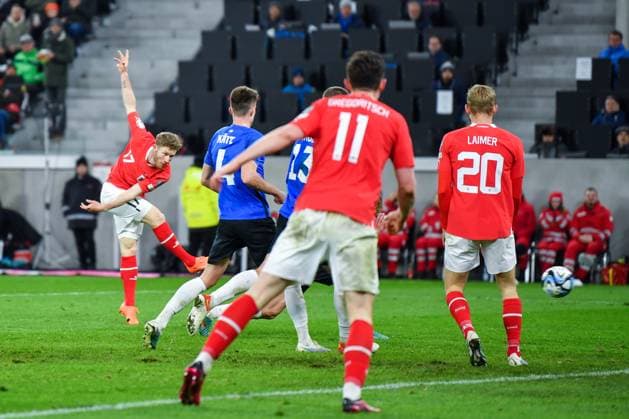 SOCCER - UEFA EURO, EM, Europameisterschaft,Fussball 2024 Quali, AUT vs EST LINZ,AUSTRIA,27.MAR.23 - SOCCER - European Qualifiers 2024, OEFB international match, Länderspiel, Nationalmannschaft Austria vs Estland. Image shows Florian Kainz (AUT).  GEPAxpictures xChristianxMoser