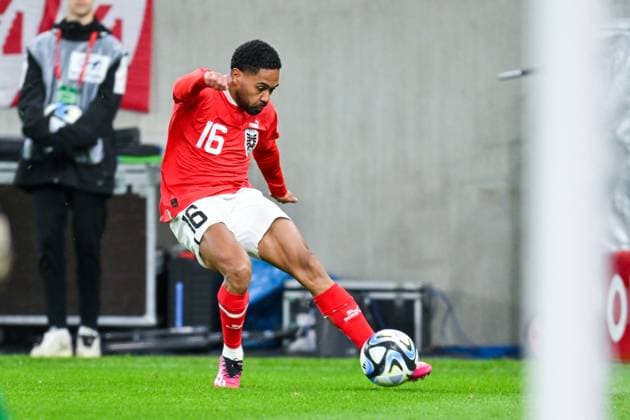 SOCCER - UEFA EURO, EM, Europameisterschaft,Fussball 2024 Quali, AUT vs EST LINZ,AUSTRIA,27.MAR.23 - SOCCER - European Qualifiers 2024, OEFB international match, Länderspiel, Nationalmannschaft Austria vs Estland. Image shows Phillipp Mwene (AUT).  GEPAxpictures xChristianxMoser